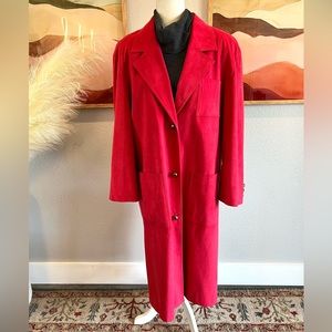 Vintage Da-Rue of California Red Ultra Suede Overcoat